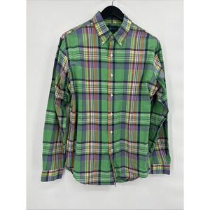 Polo‎ Ralph Lauren Bright Plaid Button Front Shirt Sz L Long Sleeve Custom Fit